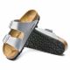 2. Women's Birkenstock Silver Arizona Birko-Flor Silver Regular Flip-Flops Wide (1012282)