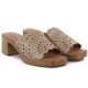 13. Women's openwork beige mules with a heel M.Daszyński MR2598-7