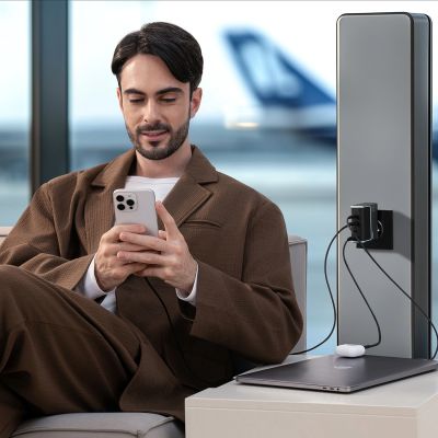 14. Cuktech AD1404UEU 140W GaN 3x USB-C + USB-A Wall Charger with USB-C Cable - Gray