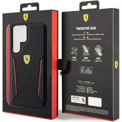 8. Ferrari Carbon Contrast Edges Case for Samsung Galaxy S23 Ultra - Black