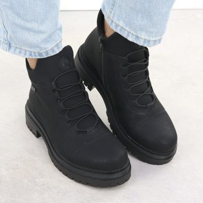 15. Women’s Black Leather Ankle Boots with Elastic Gussets, Rieker Y3163-00