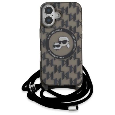 2. Karl Lagerfeld IML Crossbody Monogram Karl & Choupette Head MagSafe iPhone 16 Case - Black