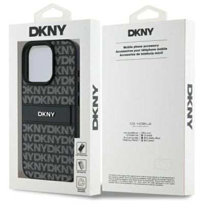 8. DKNY Texture Pattern Tonal Stripe iPhone 16 Pro Case - Black