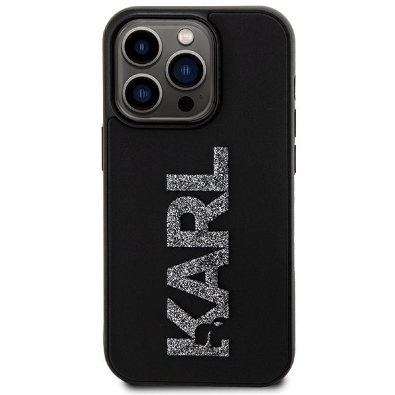 3. Karl Lagerfeld 3D Rubber Glitter Logo case for iPhone 15 Pro Max - black
