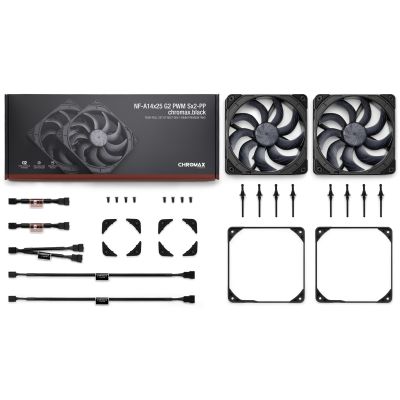 8. NOCTUA 140 mm Fan NF-A14x25 G2 PWM Sx2 PP chromax black