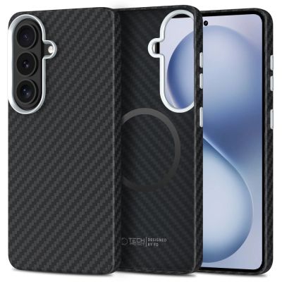 Tech-Protect Ion Carbon MagSafe Case for Samsung Galaxy S26 - Black and Silver