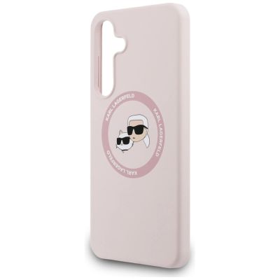 6. Karl Lagerfeld Silicone Karl & Choupette Heads MagSafe Case for Samsung Galaxy S25 FE - Pink