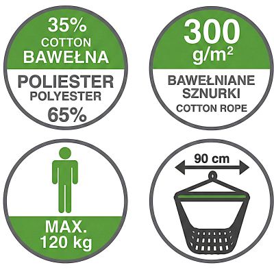 8. BRAZILIAN HAMMOCK CHAIR 100X130CM AND 2 PILLOWS 40X40CM BLACK