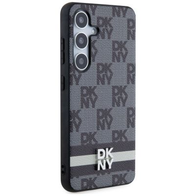 5. DKNY Leather Checkered Mono Pattern & Printed Stripes case for Samsung Galaxy S24+ - black