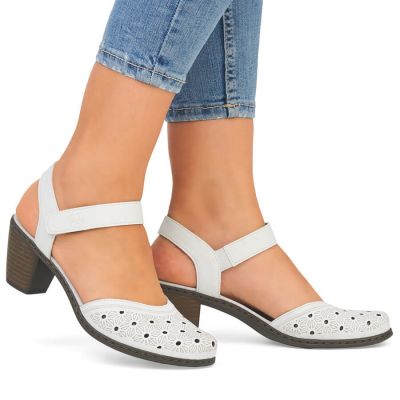 9. Rieker W RKR650 comfortable leather sandals white