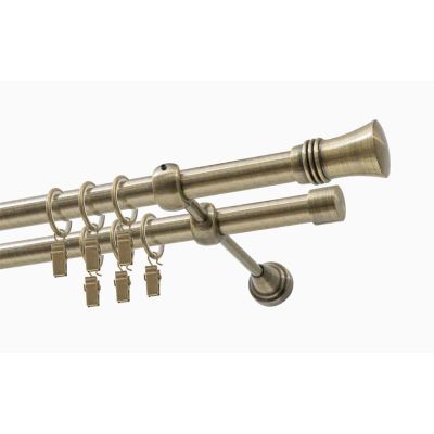 Double Curtain Rod Ø 19 mm Antique Brass 160 cm CAPRI with Rings KOWALSKI