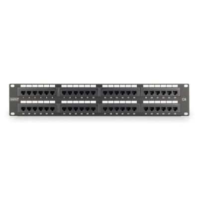 5. Digitus Patch Panel 19'' 48x RJ45, LSA vertical, cat.6, unshielded, 2U, black, cable guide, labeling fields