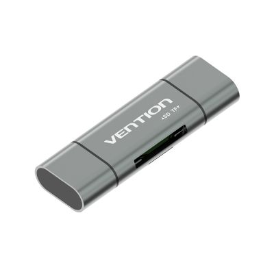 3. Vention SD/microSD Card Reader with USB 3.0 USB-C microSD Connectors Gray