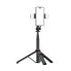 15. Selfie stick WC12YDS 1.3m aluminum alloy telescopic tripod with dual lamp and phone holder - black