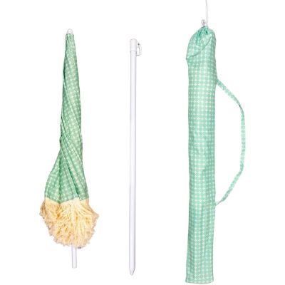 2. BEACH AND GARDEN UMBRELLA WITH FRINGE 174 CM GREEN