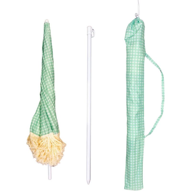 2. BEACH AND GARDEN UMBRELLA WITH FRINGE 174 CM GREEN