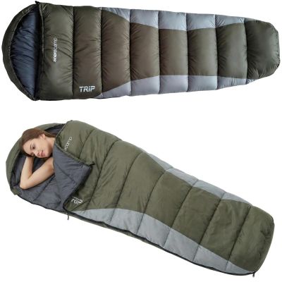 TRIP GREEN-GRAY TOURIST SLEEPING BAG WITH COMPRESSION 210X80X50CM ENERO CAMP