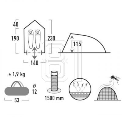 8. High Peak Minitramp 2 tent 10151