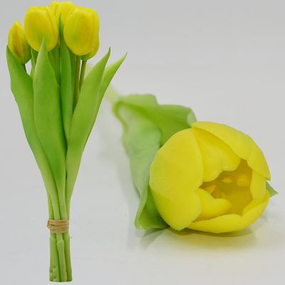 16. BOUQUET OF 7 YELLOW TULIPS 31 CM LIFE-LIKE SPRING DECORATION