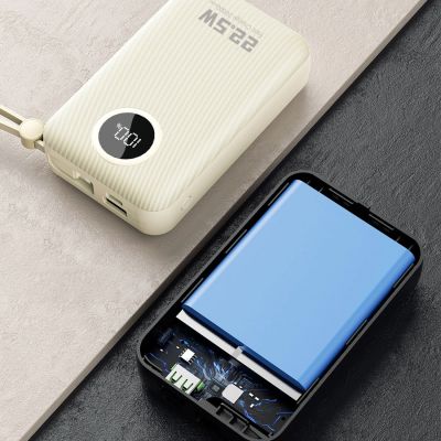 8. Dudao K14+ Powerbank 20000mAh 22.5W USB-C / USB-A / Built-in Lightning and USB-C Cables - White