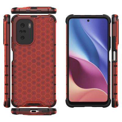 2. Honeycomb Case armor cover with TPU Bumper for Xiaomi Redmi K40 Pro+ / K40 Pro / K40 / Poco F3 red