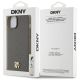 8. DKNY Leather Pattern Metal Logo MagSafe case for iPhone 15 / 14 / 13 - brown