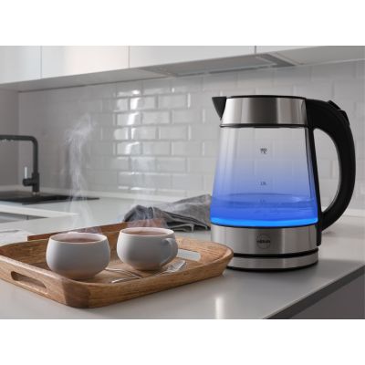 12. ELDOM GLASS CORDLESS KETTLE C420 KETTY 1850-2200W 1.7L NET FILTER ILLUMINATED TANK, HOT PLATE