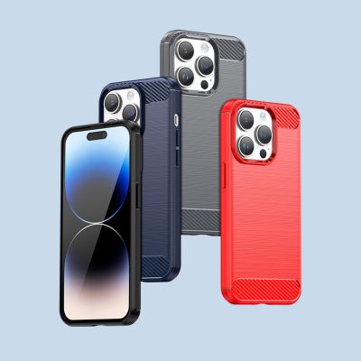 12. Carbon Case for iPhone 14 Pro Max flexible gel back cover blue