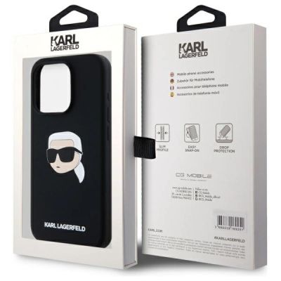 8. Karl Lagerfeld KLHMP15LSKHPPLK iPhone 15 Pro 6.1" black/black hardcase Silicone Karl Head Print MagSafe