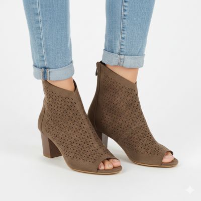 5. Women's open-toe brown ankle boots M.Daszyński MR1954-23