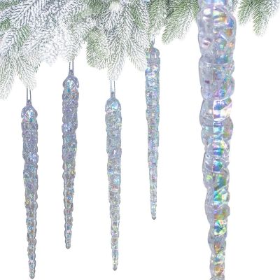 6. Iridescent Icicles Hanging Decoration 22 cm 4 PCS