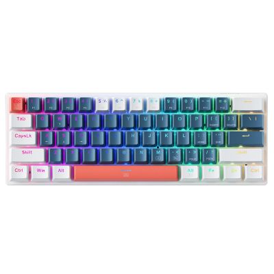 2. Machenike K500-B61 Wired Mechanical Gaming Keyboard with Backlight Blue Switch - Blue and White