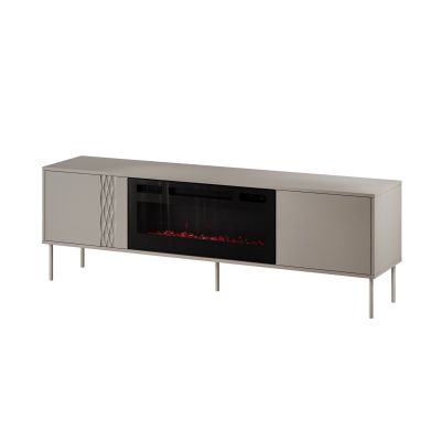 EF TV cabinet + black TRESSE fireplace 180x40x54.5 cashmere matt