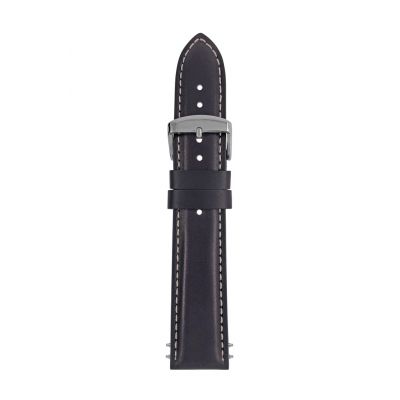 Zeppelin black leather strap, 22 mm
