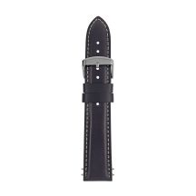 Zeppelin black leather strap, 22 mm