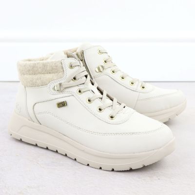 3. Women's leather waterproof boots cream Remonte Rieker D2V71-80