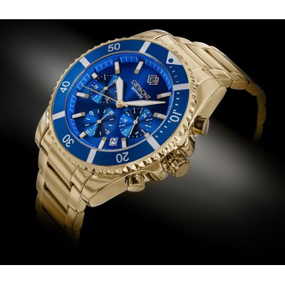 2. Men's Watch Giewont Chronograph Sapphire Gold Blue GW3970-B6