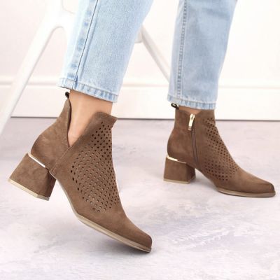 3. Suede high-heeled ankle boots Potocki W WOL213B brown