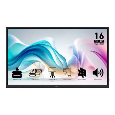 15. MSI PRO MP165DE E6 Portable TV / Monitor Portable Monitor Black 39.6 cm (15.6") LED 1920 x 1080 px