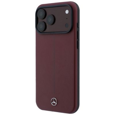 2. Mercedes Leather Semi Wrap Iconic Line MagSafe Case for iPhone 18 Pro / 17 Pro - Burgundy