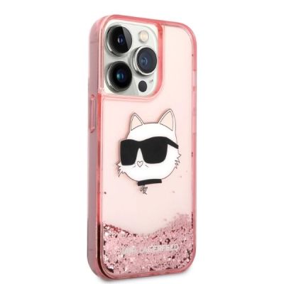 4. Karl Lagerfeld KLHCP14LLNCHCP iPhone 14 Pro 6.1" pink/pink hardcase Glitter Choupette Head