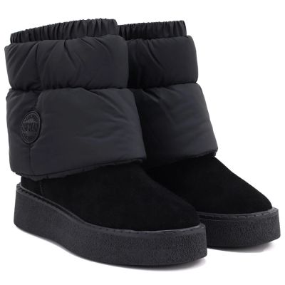 8. Black leather platform snow boots Big Star UU274731