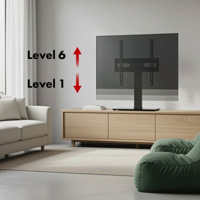 5. MACLEAN UNIVERSAL TV STAND, FOR TV CABINET, STAND, MAX. 40KG, MAX. VESA 400X400, HEIGHT AND ANGLE ADJUSTMENT MC-1240