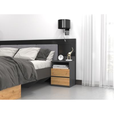 2. M1 bedside table 40x32xH59 anthracite/artisan