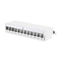 Modular desktop patch panel 12x keystone, shielded, gray, cable guide, labeling fields