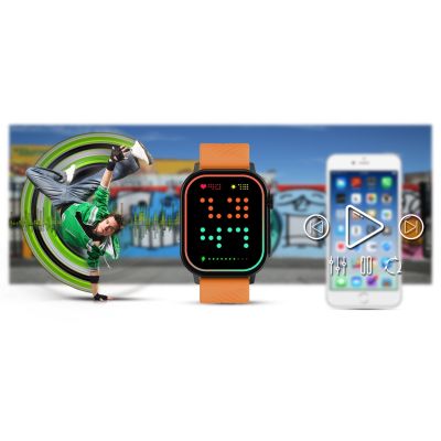 17. Gravity GT15-2 Smartwatch Orange Silicone Strap + Black Bracelet
