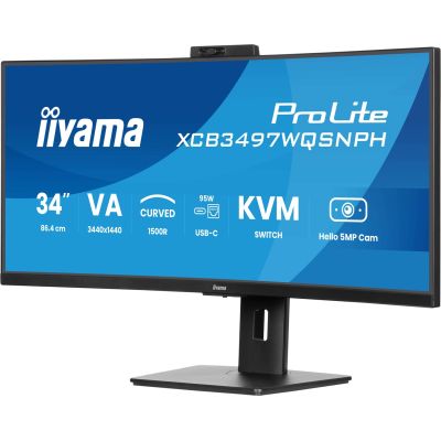 5. IIYAMA monitor 86.4cm (34") XCB3497WQSNPH-B1 21:9 HDMI+DP+USB-C Webc