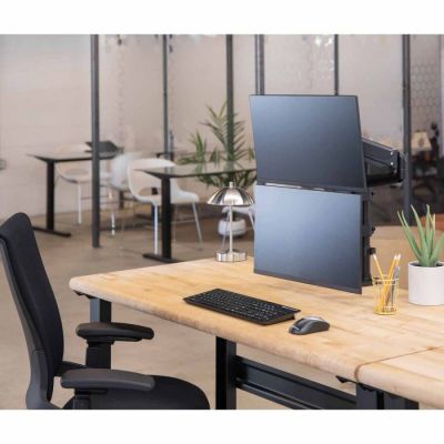6. Fellowes Ergonomics Dual Vertical Monitor Arm - Platinum Series