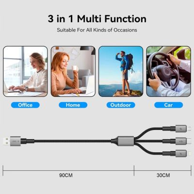 4. Tech-Protect UltraBoost DNA 3in1 USB-C / Micro-USB / Lightning cable 120 cm - gray
