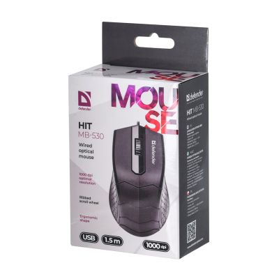7. Defender Wired Mouse HIT MB-530 Black OTPICAL 1000DPI 3P 52530